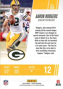 2016 Score - Franchise Green #23 Aaron Rodgers Back