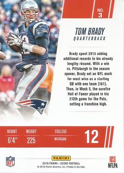 2016 Score - Franchise Red #3 Tom Brady Back