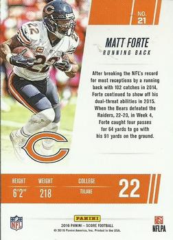 2016 Score - Franchise Red #21 Matt Forte Back
