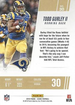 2016 Score - Franchise Red #30 Todd Gurley Back