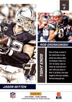 2016 Score - Reflections #2 Rob Gronkowski / Jason Witten Back