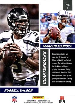 2016 Score - Reflections Gold #1 Marcus Mariota / Russell Wilson Back