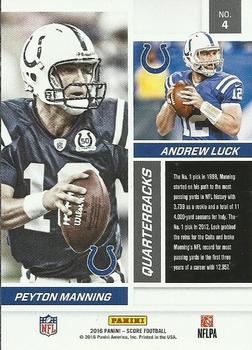 2016 Score - Reflections Green #4 Peyton Manning / Andrew Luck Back