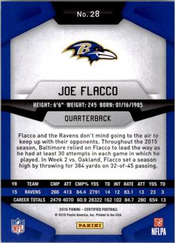 2016 Panini Certified #28 Joe Flacco Back
