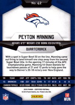2016 Panini Certified #42 Peyton Manning Back