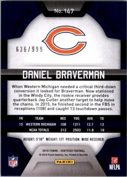 2016 Panini Certified #147 Daniel Braverman Back