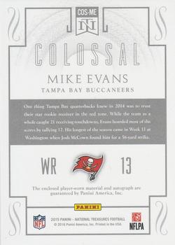 2015 Panini National Treasures - Colossal Signatures Prime #COS-ME Mike Evans Back