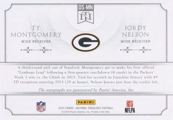 2015 Panini National Treasures - Dual Signatures Gold #DS-MN Ty Montgomery / Jordy Nelson Back