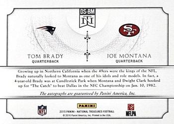 2015 Panini National Treasures - Dual Signatures Holo Silver #DS-BM Tom Brady / Joe Montana Back