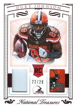 2015 Panini National Treasures - Rookie Dual Materials Jersey Number Red #RDM-DU Duke Johnson Front