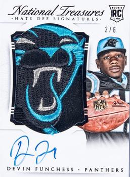 2015 Panini National Treasures - Rookie Hats Off Signatures Team Logo #RHO-DF Devin Funchess Front