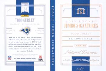 2015 Panini National Treasures - Rookie Jumbo NFL Shield Signatures Booklet Vertical Variations #RBV-TG Todd Gurley II Back