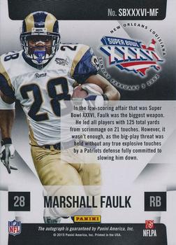 2015 Panini National Treasures - Update Super Bowl Signatures #SBXXXVI-MF Marshall Faulk Back