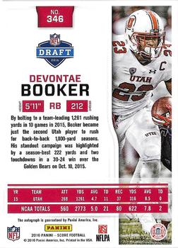 2016 Score - Rookie Signatures Showcase #346 Devontae Booker Back