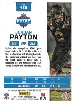 2016 Score - Rookie Signatures Showcase #435 Jordan Payton Back