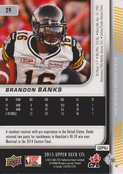 2015 Upper Deck CFL #29 Brandon Banks Back