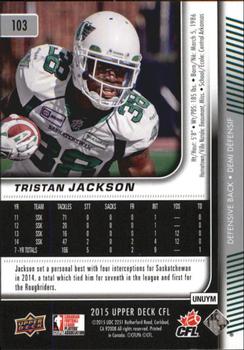 2015 Upper Deck CFL #103 Tristan Jackson Back