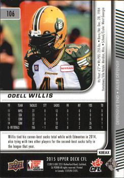 2015 Upper Deck CFL #106 Odell Willis Back