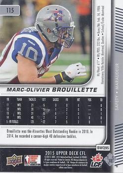 2015 Upper Deck CFL #115 Marc-Olivier Brouillette Back