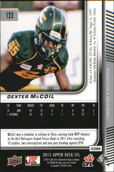 2015 Upper Deck CFL #123 Dexter McCoil Back