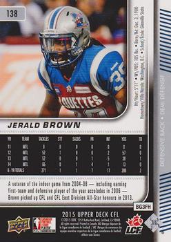 2015 Upper Deck CFL #138 Jerald Brown Back