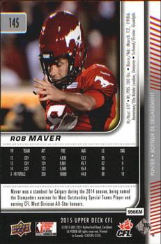2015 Upper Deck CFL #145 Rob Maver Back