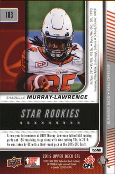 2015 Upper Deck CFL #183 Shaquille Murray-Lawrence Back