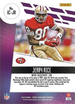 2016 Panini Prime Signatures - Icons #IC-JR Jerry Rice Back