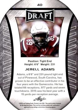 2016 Leaf Draft #40 Jerell Adams Back