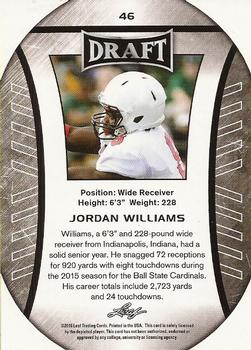 2016 Leaf Draft #46 Jordan Williams Back
