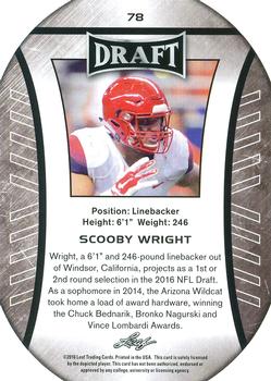 2016 Leaf Draft #78 Scooby Wright Back