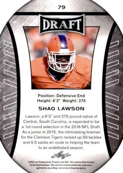2016 Leaf Draft #79 Shaq Lawson Back