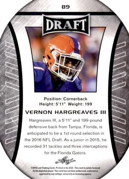2016 Leaf Draft #89 Vernon Hargreaves III Back
