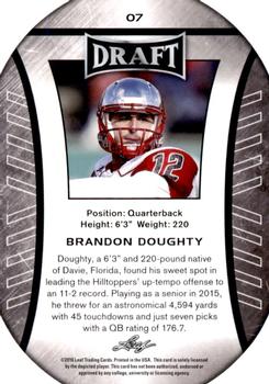 2016 Leaf Draft - Gold #7 Brandon Doughty Back