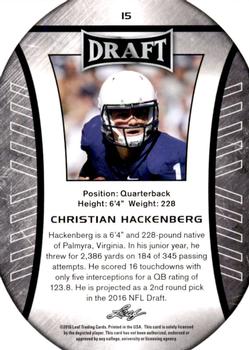 2016 Leaf Draft - Gold #15 Christian Hackenberg Back
