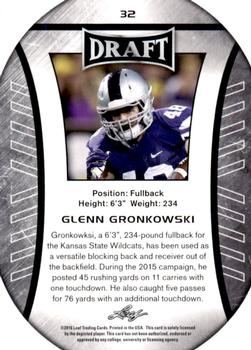 2016 Leaf Draft - Gold #32 Glenn Gronkowski Back