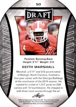 2016 Leaf Draft - Gold #50 Keith Marshall Back
