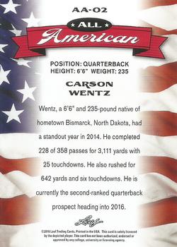 2016 Leaf Draft - All American #AA-02 Carson Wentz Back