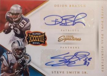 2016 Panini Prime Signatures - Super Bowl Dual Signatures #SBS-BS Deion Branch / Steve Smith Sr. Front