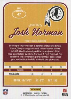 2016 Donruss #47 Josh Norman Back