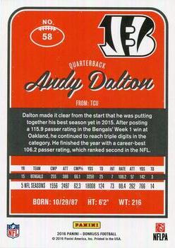 2016 Donruss #58 Andy Dalton Back
