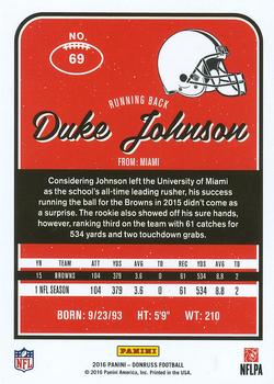 2016 Donruss #69 Duke Johnson Back