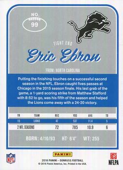2016 Donruss #99 Eric Ebron Back