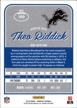 2016 Donruss #100 Theo Riddick Back