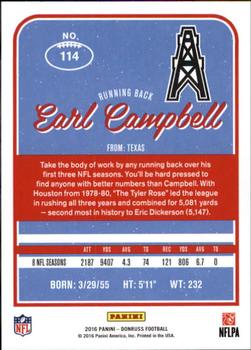 2016 Donruss #114 Earl Campbell Back