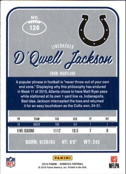 2016 Donruss #128 D'Qwell Jackson Back