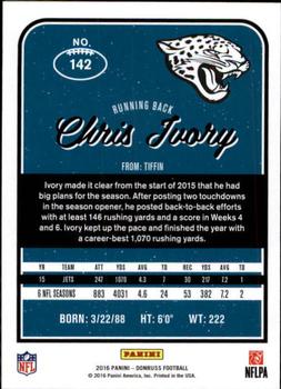 2016 Donruss #142 Chris Ivory Back