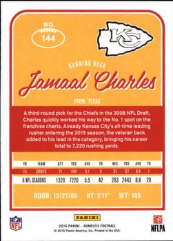 2016 Donruss #144 Jamaal Charles Back