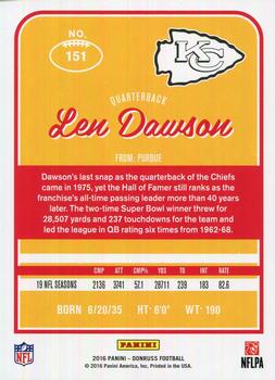 2016 Donruss #151 Len Dawson Back