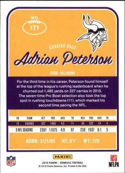 2016 Donruss #171 Adrian Peterson Back